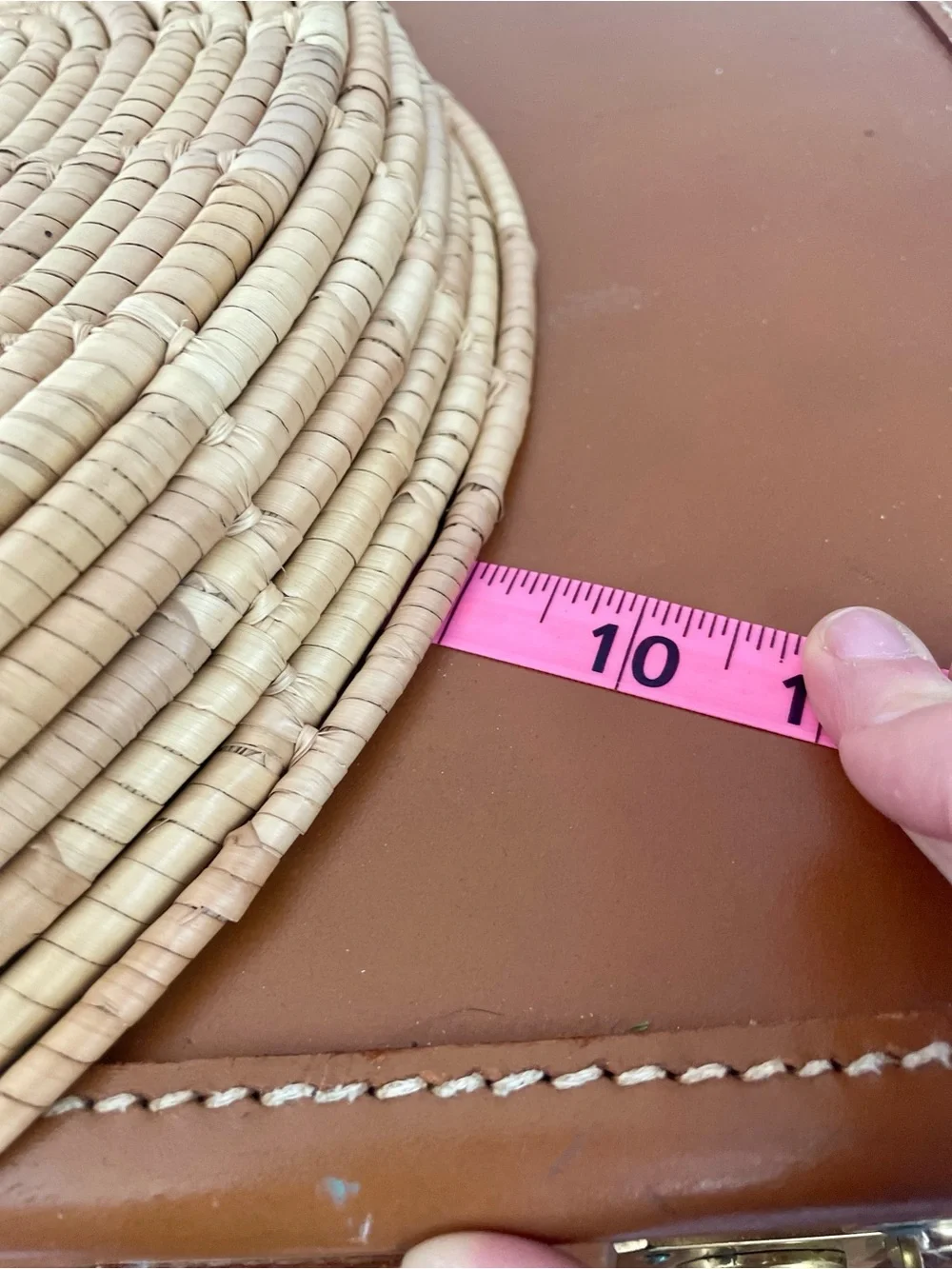 Oval Shaped Woven Basket Unique Handles Natural